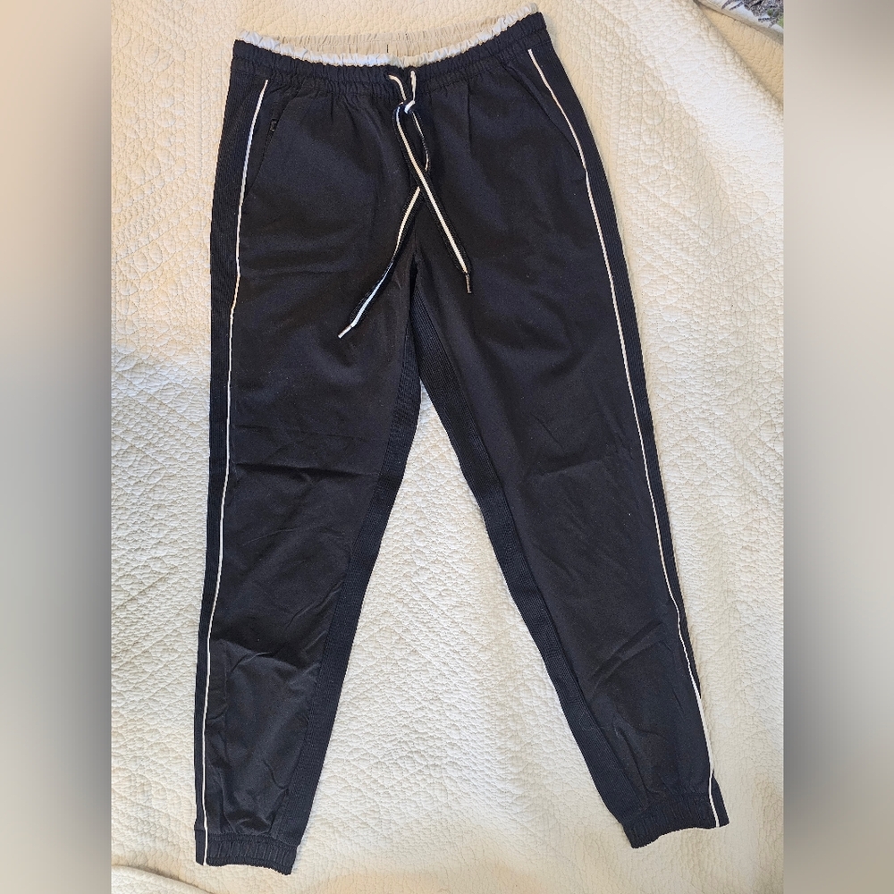 ATHLETA Brooklyn Joggers Track Pants Colorblock Black With White Trim- Size 2 - Picture 4 of 10